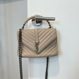 YSL College Medium In Quilted Leather